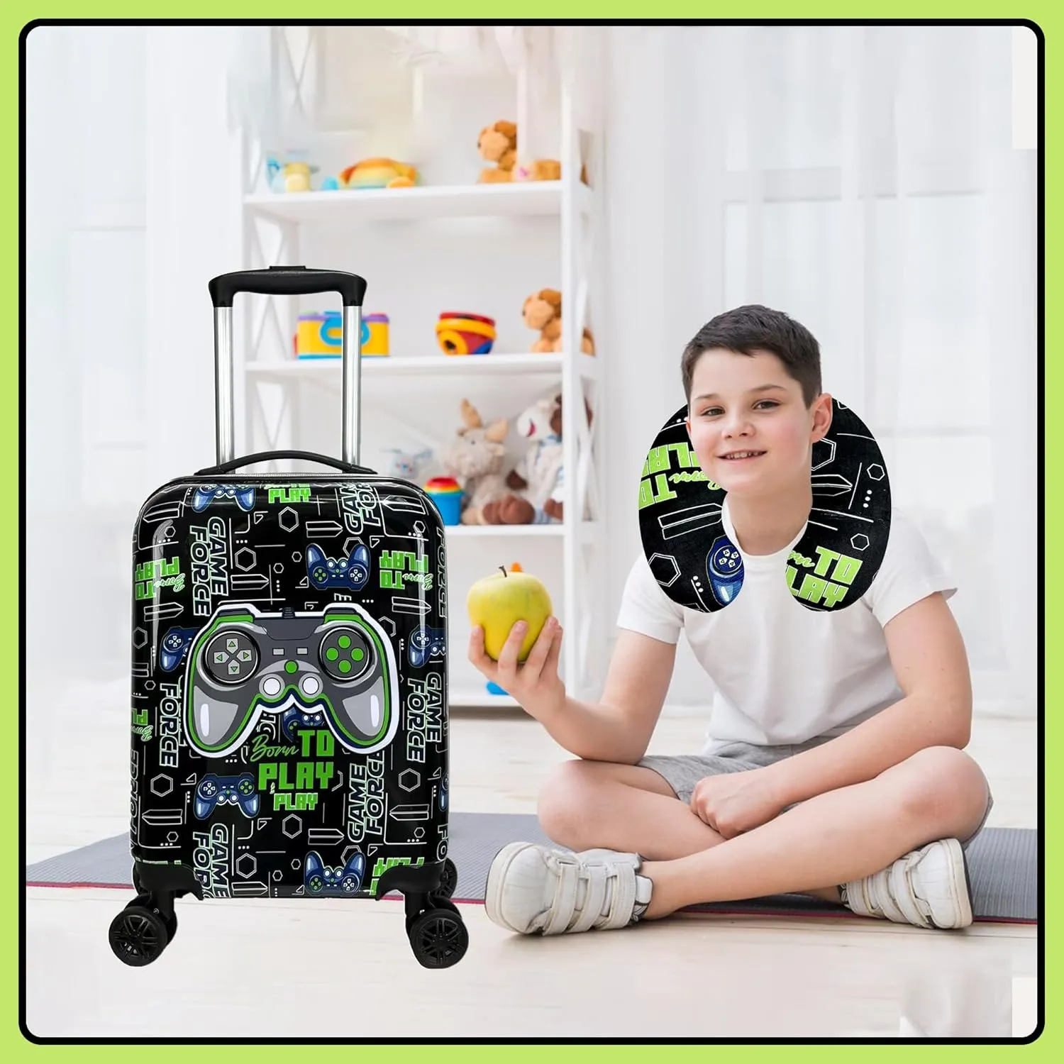 Kid’s Luggage Set 2 Piece Suitcase Set 16’’ Hardside Luggage with Spinner Wheels Girls Boys Carry on Luggage Travel Rolling Luggage Airline Approved