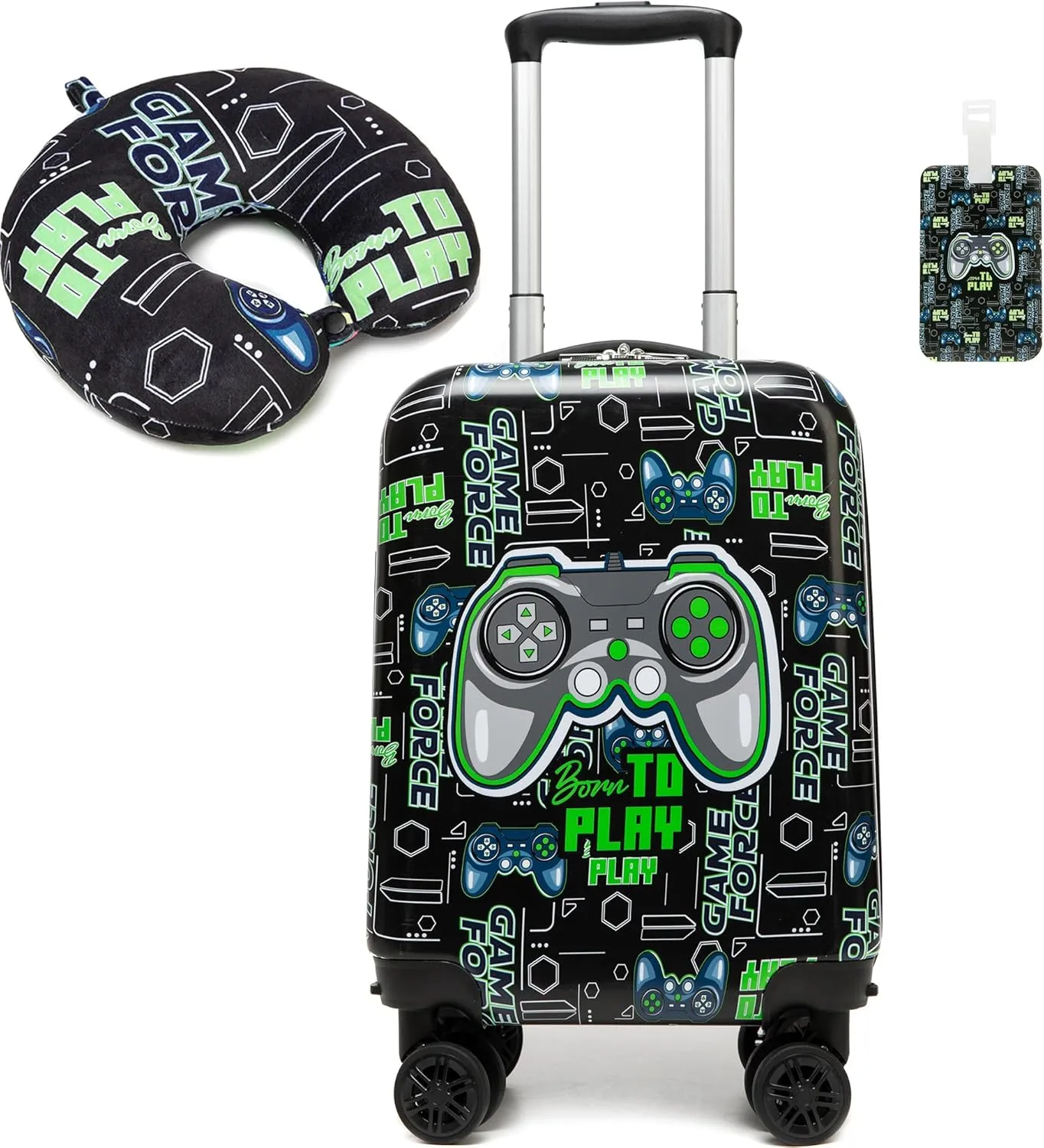 Kid’s Luggage Set 2 Piece Suitcase Set 16’’ Hardside Luggage with Spinner Wheels Girls Boys Carry on Luggage Travel Rolling Luggage Airline Approved