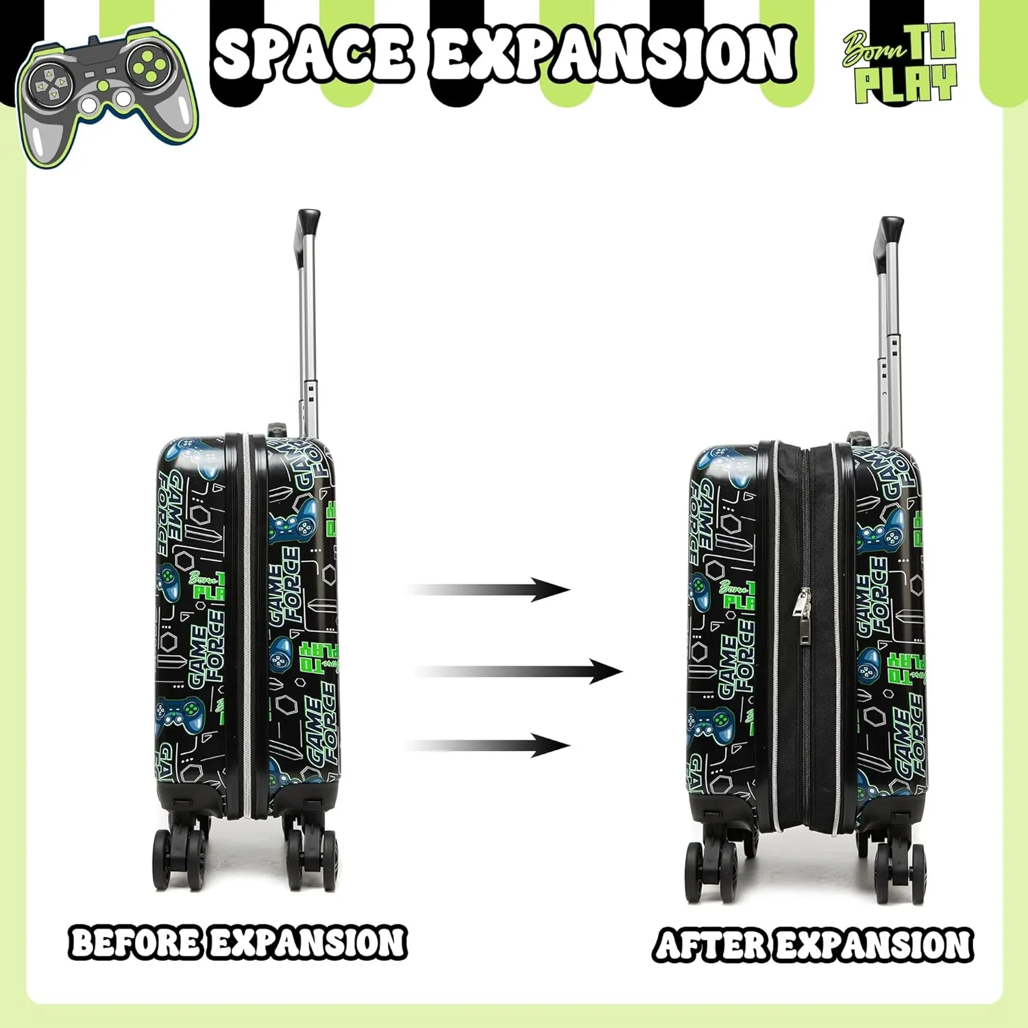 Kid’s Luggage Set 2 Piece Suitcase Set 16’’ Hardside Luggage with Spinner Wheels Girls Boys Carry on Luggage Travel Rolling Luggage Airline Approved