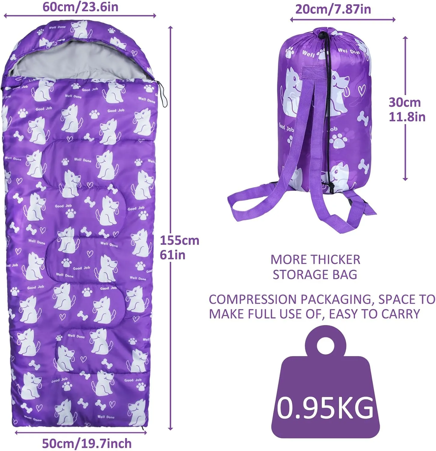 Kids Sleeping Bags - Camping Sleeping Bags with Carry Bag - Compact Sleeping Bag for Hiking, Backpacking 3 Season Warm & Cool Weather, Lightweight Waterproof Outdoor Travel for Boys Girls