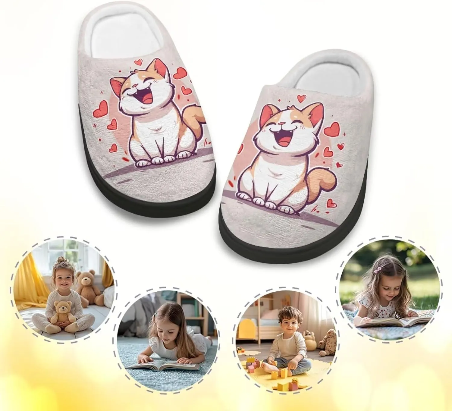 Kids Warm Slippers Non-slip Home Slippers for Boys Girls