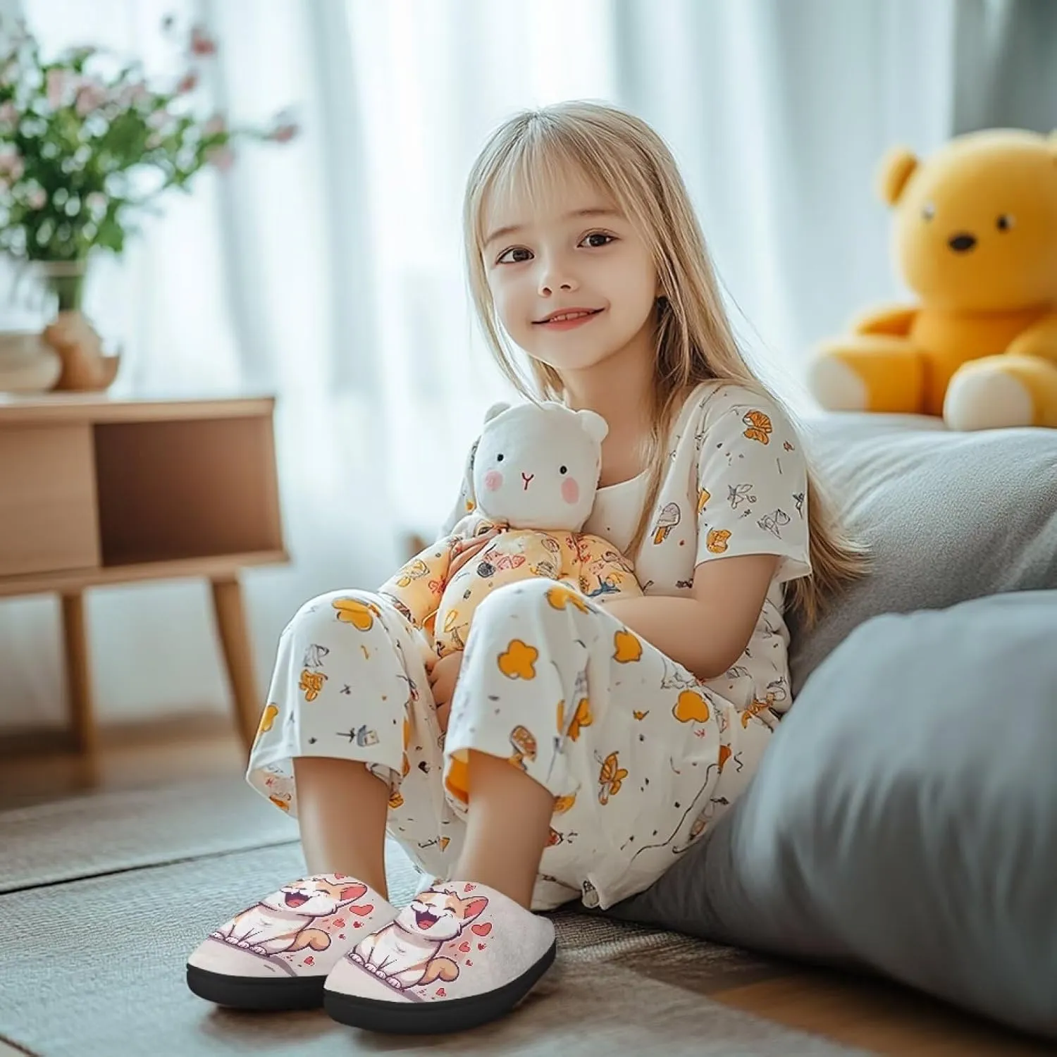 Kids Warm Slippers Non-slip Home Slippers for Boys Girls