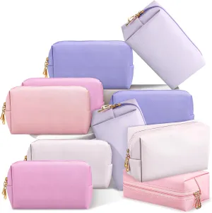 Kigeli 15 Pcs Aesthetic Makeup Bags PU Leather Cosmetic Pouches Waterproof Plain Toiletry Bags Makeup Pouches Bulk for Women Party Gift Travel Storage Organizer(Pink Purple)