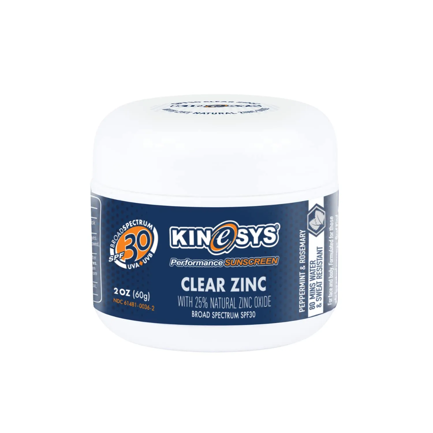 KINeSYS Reef Safe Natural Mineral Zinc Oxide Sunscreen, Rubs in Clear, SPF 30, Broad Spectrum UVA/UVB protection for Face and Body; Alcohol, PABA & Oxybenzone FREE, Peppermint & Rosemary Scent, 60 G