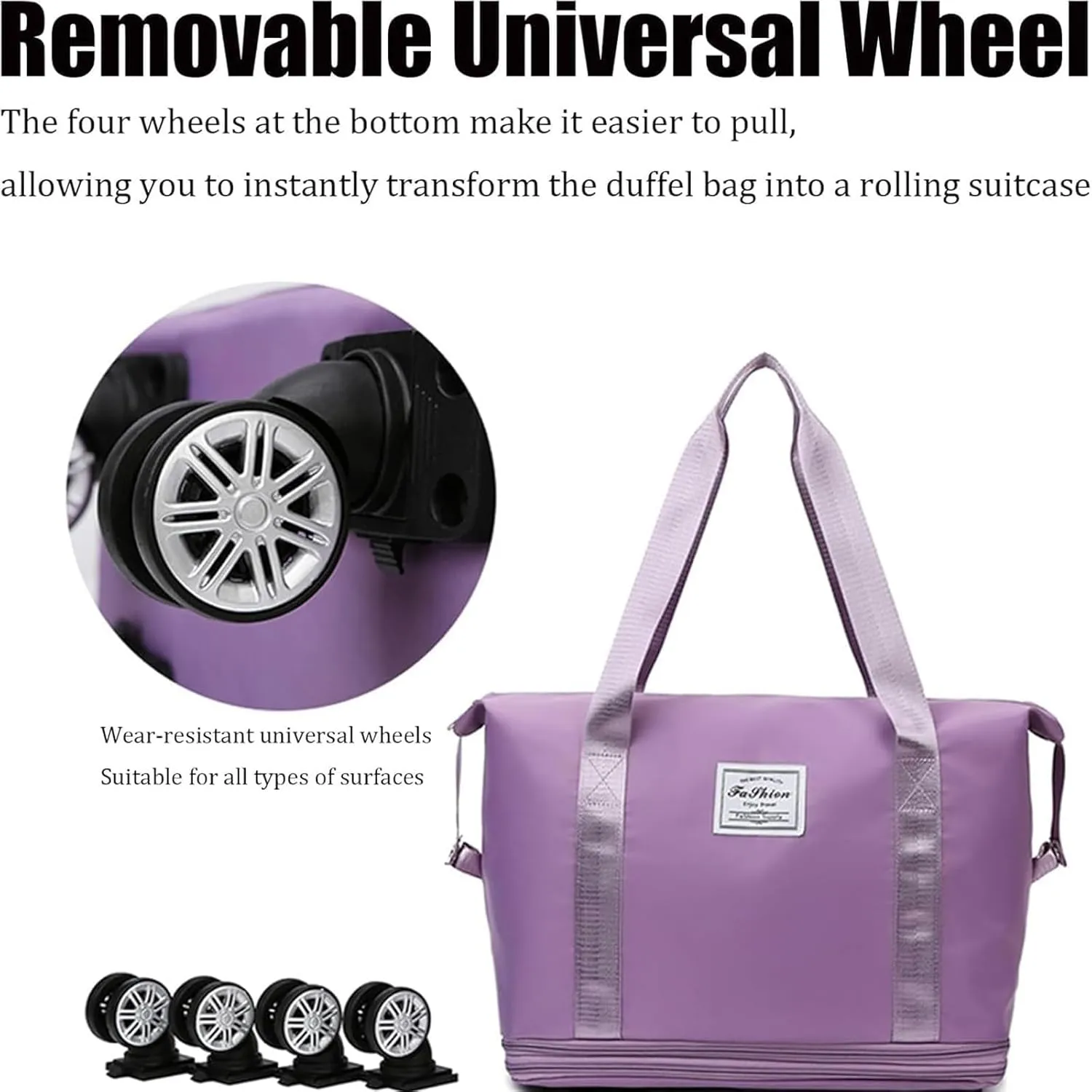 Klarson Expandable Bag with Wheels, Collapsible Luggage with Wheels, Expandable Rolling Duffel Bag (Dark blue)