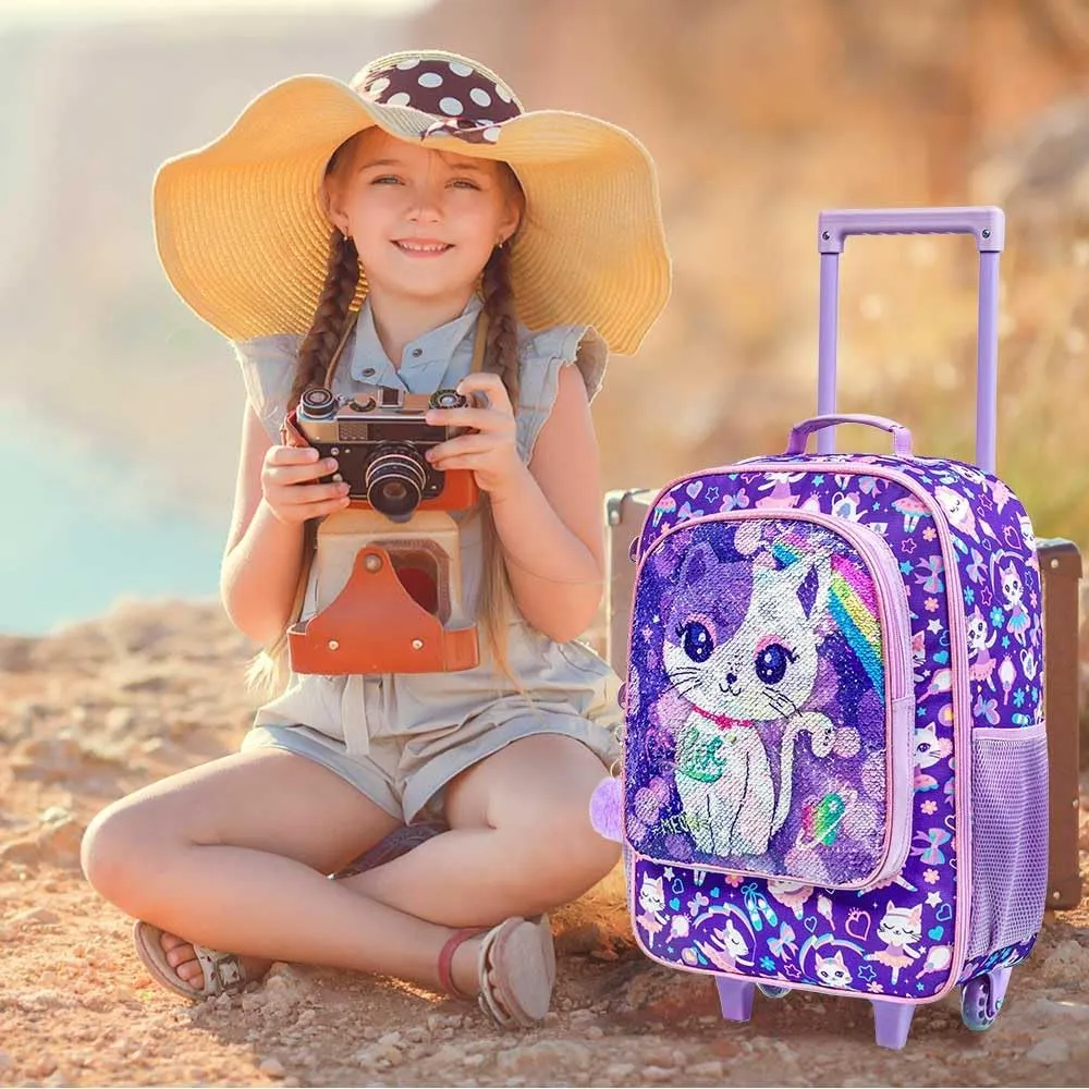 KLFVB Kids Luggage for Boys Girls, Cute Rolling Wheels Suitcase for Toddler, Children Travel Carry on Suitcase