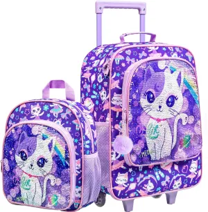 KLFVB Kids Luggage for Boys Girls, Cute Rolling Wheels Suitcase for Toddler, Children Travel Carry on Suitcase