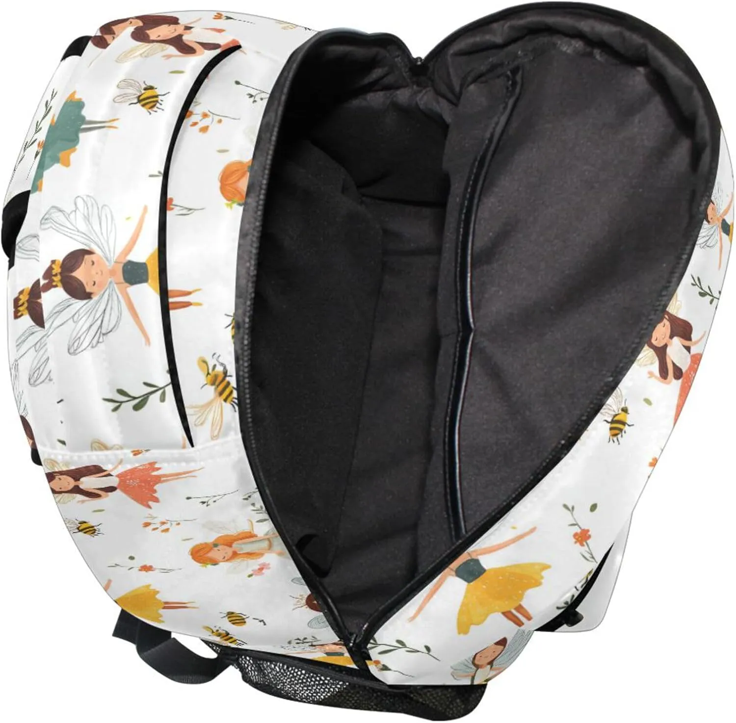 KLL Backpack for Teenager Fashion Business Work Bag with Chest Strap for Travel Trip Cartoon Sweet Fairy White