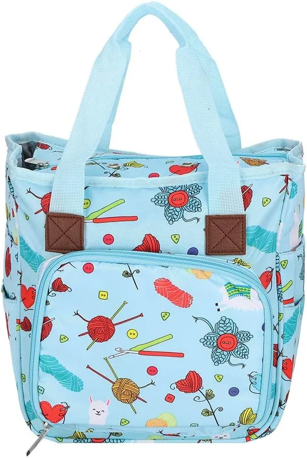 Knitting Bag Large Crochet Bag, Knitting Tote Bag, Yarn Storage Organizer Tote Bag, Storage Bag, Dustproof Woolen Clothing Container Multifunction Clothes (Cartoon Handbag)