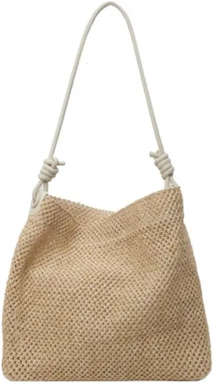 Knotted Straw Hobo Beach Bag for Women Woven Straw Shoulder Purses for Summer Beach Vacation Handbags