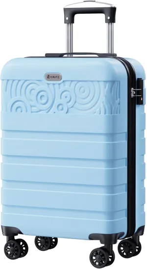 Krute Carry On Luggage 22x14x9 Airline Approved Hard Shell Luggage with Spinner Wheels, 20 Inch PC&ABS TSA Lock kids suitcase（LightBlue）