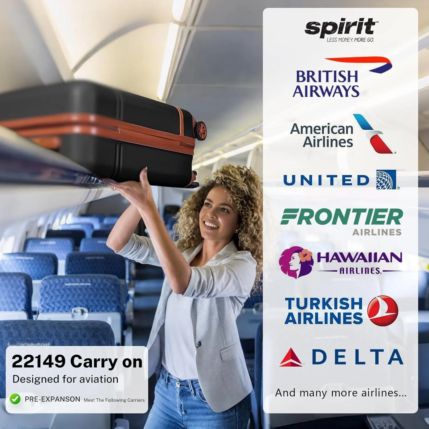 Krute Carry On Luggage 22x14x9 Airline Approved Hard Shell Suitcases with Wheels 20in PC ABS TSA Approved Carry On Suitcase