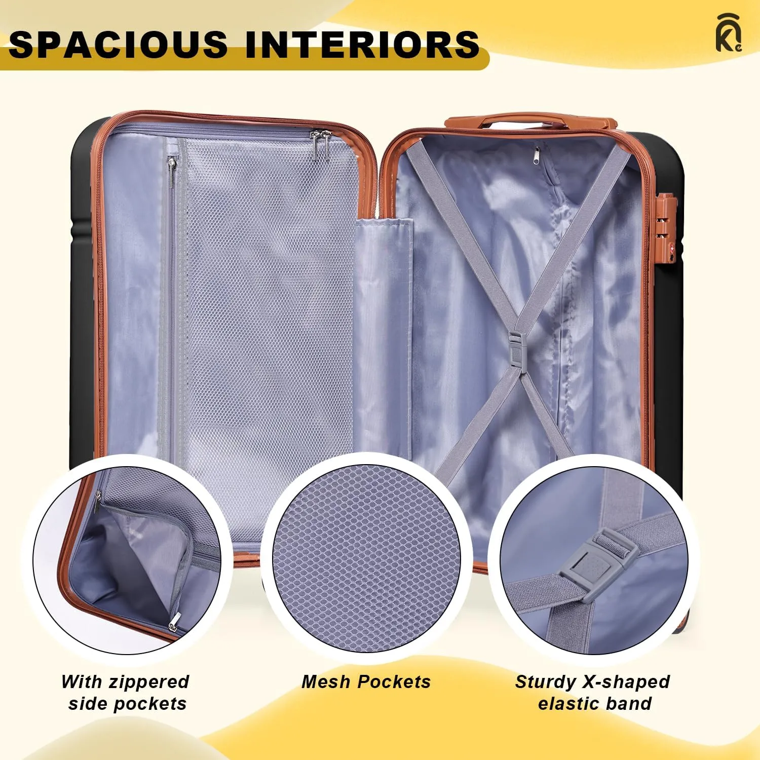 Krute Carry On Luggage 22x14x9 Airline Approved Hard Shell Suitcases with Wheels 20in PC ABS TSA Approved Carry On Suitcase