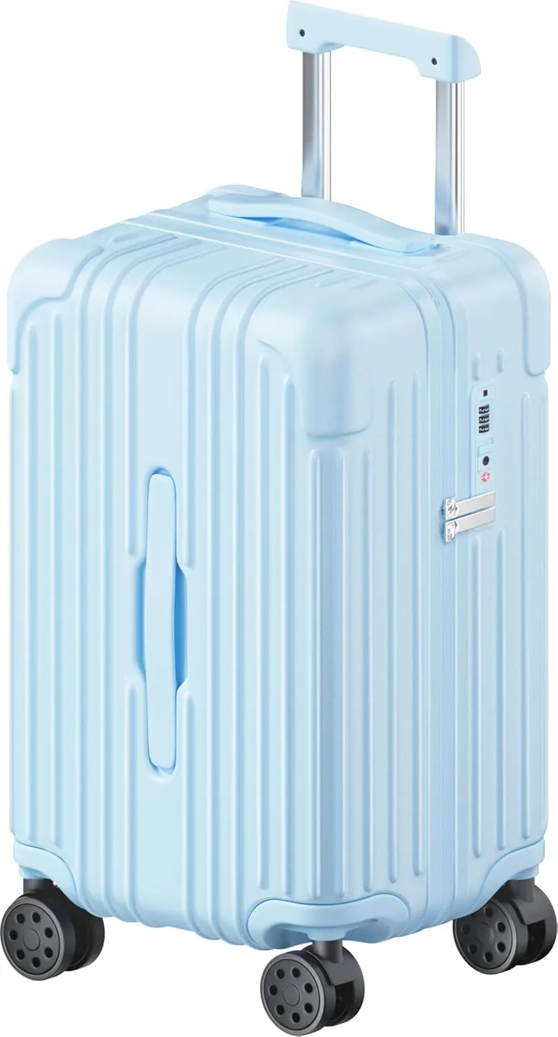 Krute Carry on Luggage PC ABS Suitcases with Double Spinner Wheels 22x14x9 Airline Approved Luggage with TSA Lock 20 Inch (LightBlue)