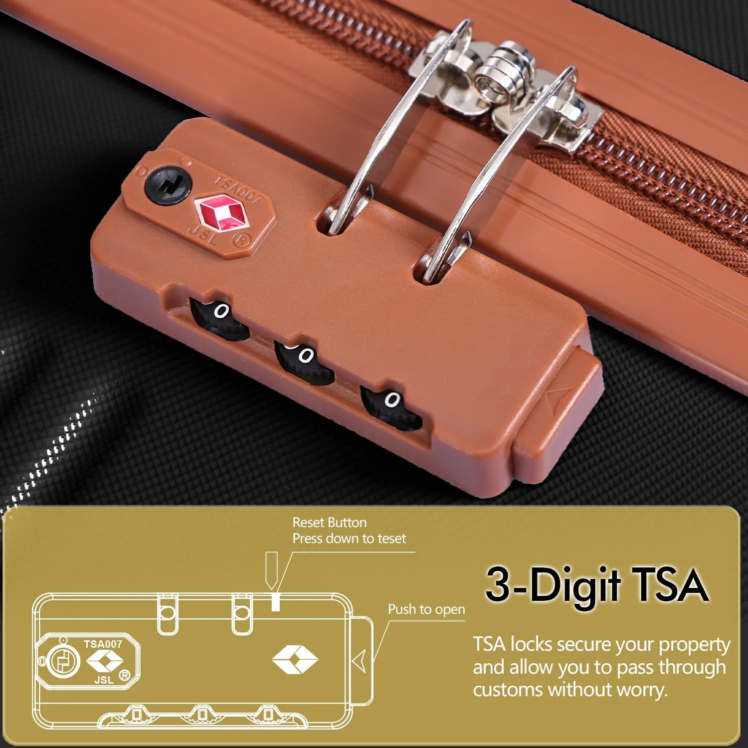 Krute Checked Luggage 24 inch Suitcases with Wheels TSA Approved PC ABS Lightweight Hard Side Suitcase (BlackBrown)