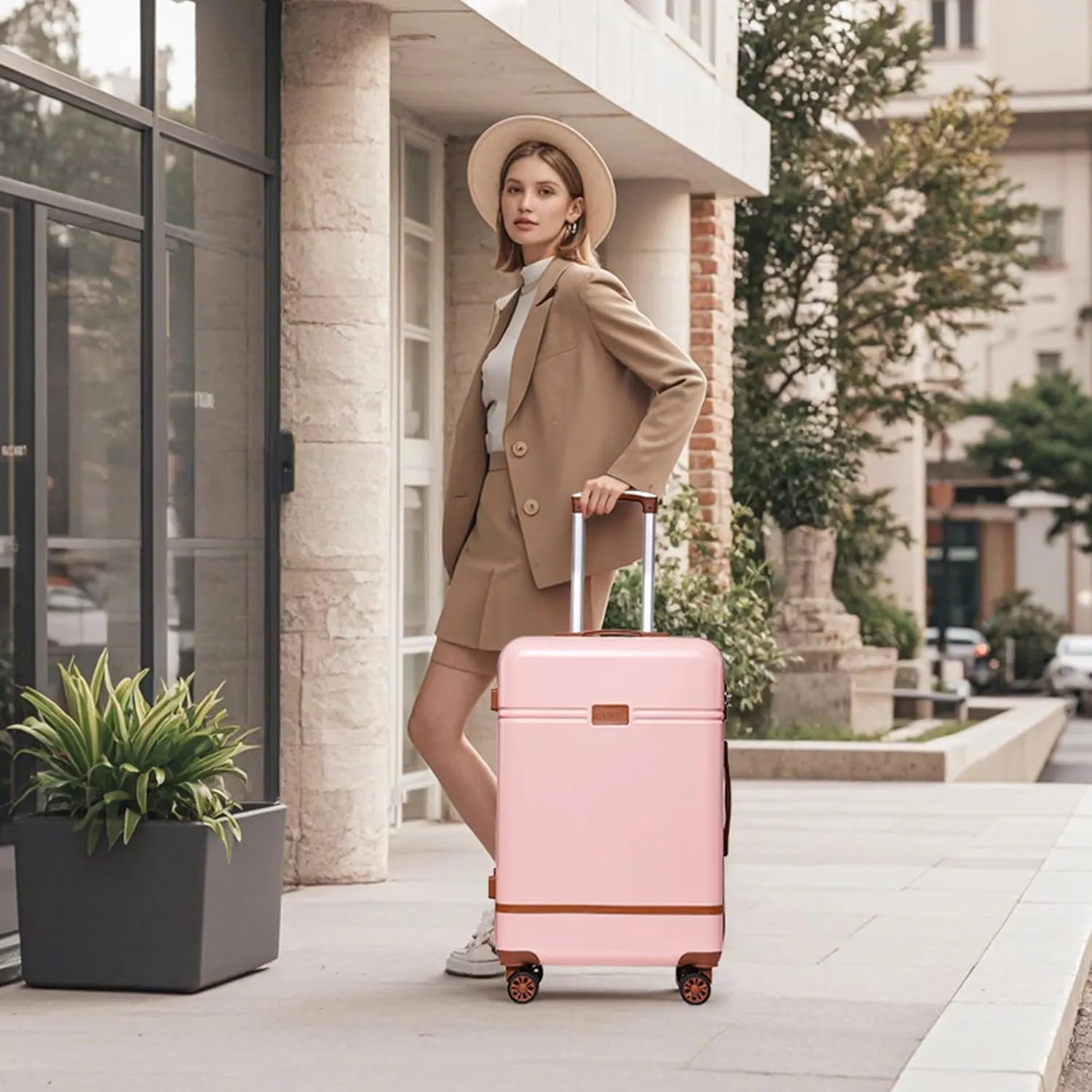 Krute Checked Luggage 24 inch Suitcases with Wheels TSA Approved PC ABS Lightweight Hard Side Suitcase
