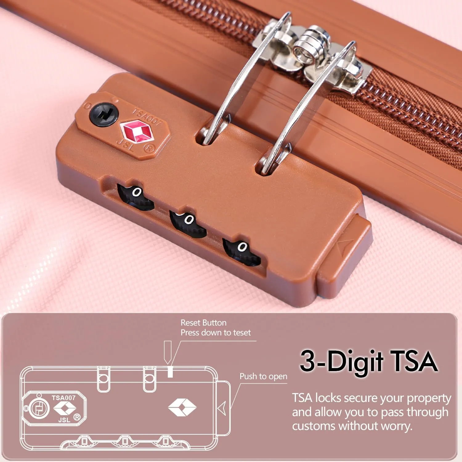 Krute Checked Luggage 24 inch Suitcases with Wheels TSA Approved PC ABS Lightweight Hard Side Suitcase
