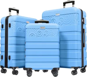 Krute Luggage Sets 3 Piece Luggages PC ABS Hardshell Suitcase with Wheels TSA Lock Approved Carry on Suitcase
