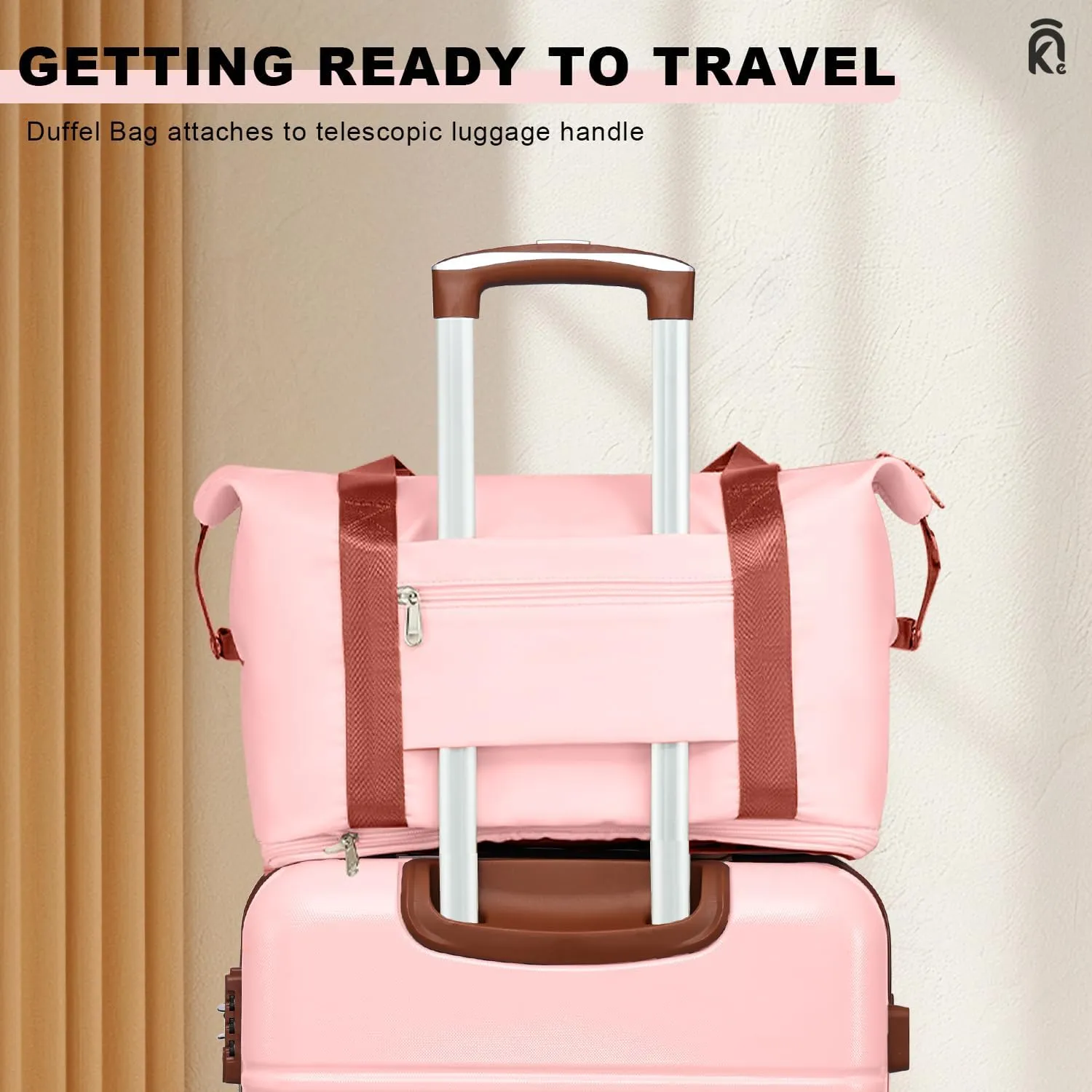 Krute Luggage Sets 5 Pieces Suitcase Set Hard Shell Carry On Luggage with Spinner Wheels TSA Approved Durable PC ABS Suit Case (Pink)