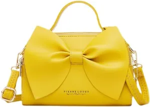 Ladies bag bow shoulder bag crossbody bag (yellowish-brown)