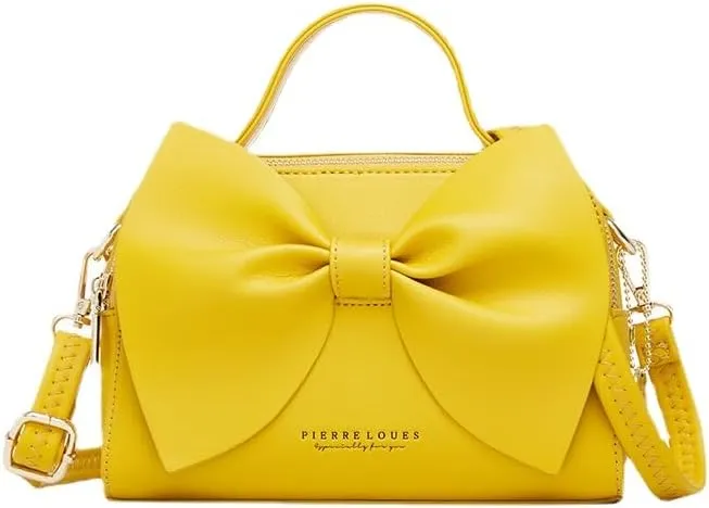 Ladies bag bow shoulder bag crossbody bag (yellowish-brown)