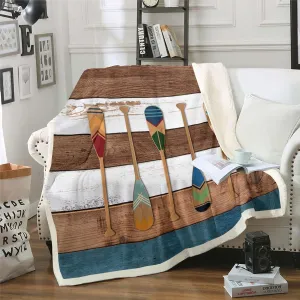 Lake Paddle Blanket 40"x50" The Lake House Decor for The Home,Rustic Farmhouse Cabin Lodge Watercolor Wooden Plank Throw Blanket Lake Life Decor for Women,Boat Blade Fleece Blanket Lake Decor