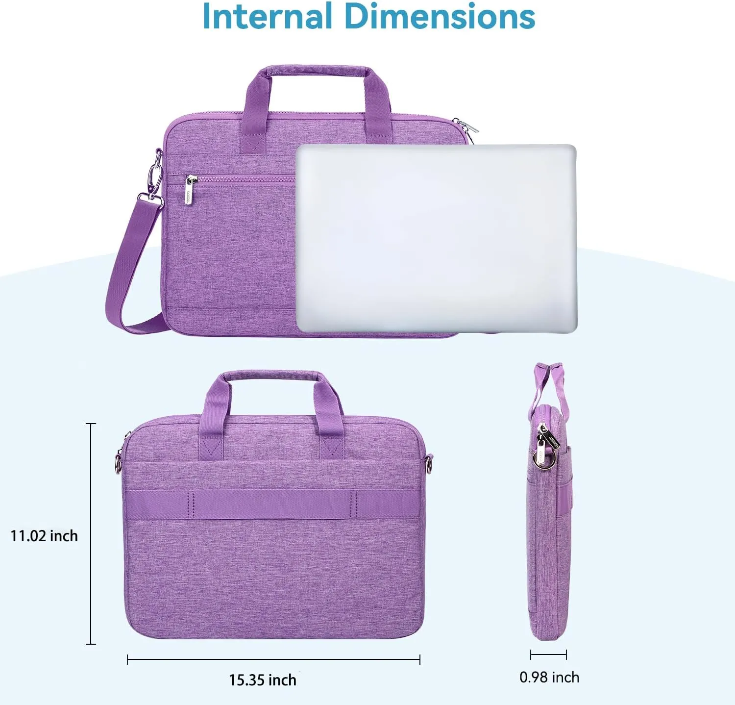LANDICI 360° Protective Laptop Bag Case 15.6-16 Inch with Shoulder Strap, Waterproof Computer Sleeve Cover for MacBook Pro 16, Acer HP Lenovo Dell ASUS Laptop, Slim Briefcase for Women, Purple