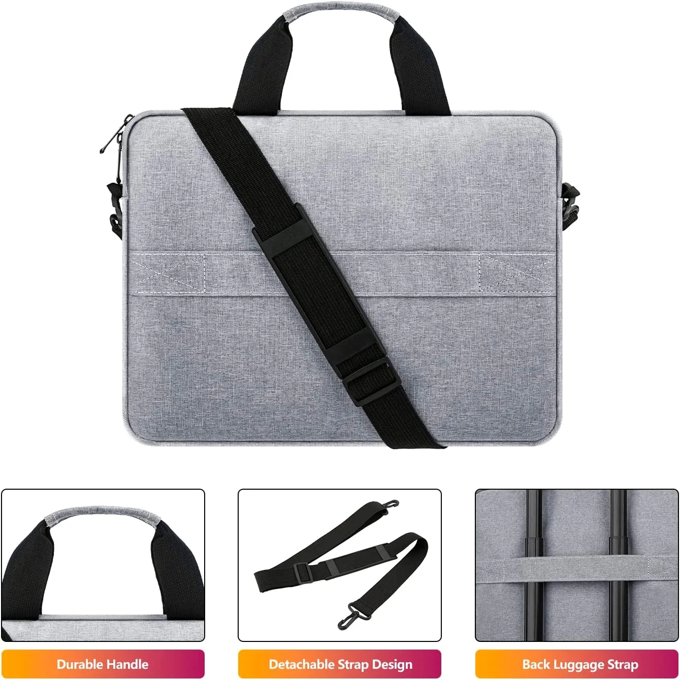 Laptop Case Shoulder Bag for 15.6 Inch Laptop Computer Chromebook, 16 Inch MacBook Pro A2485 A2141 A2780 A3403 A3186, Protective Polyester Computer Portable Bag Briefcase with Handle, Gray