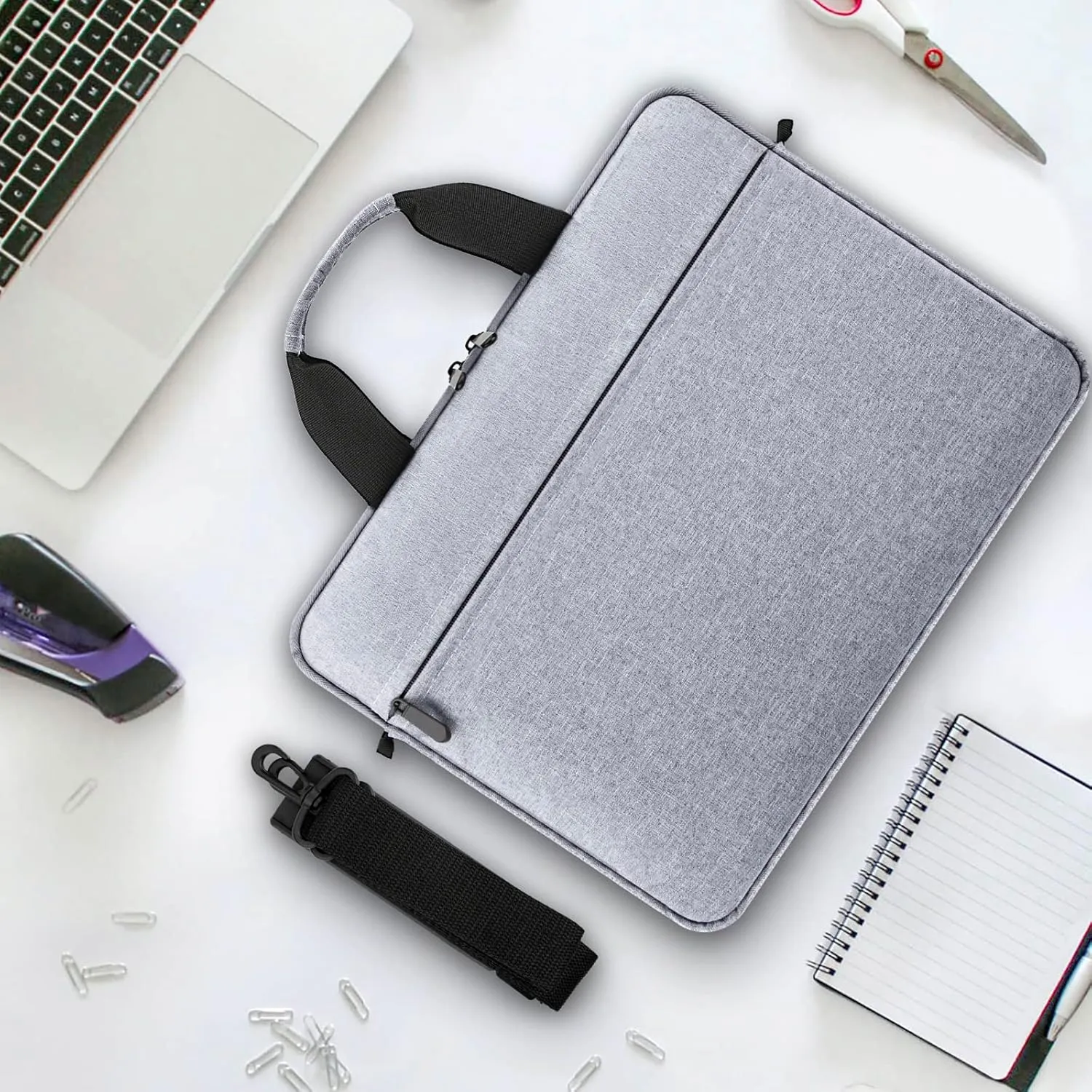Laptop Case Shoulder Bag for 15.6 Inch Laptop Computer Chromebook, 16 Inch MacBook Pro A2485 A2141 A2780 A3403 A3186, Protective Polyester Computer Portable Bag Briefcase with Handle, Gray