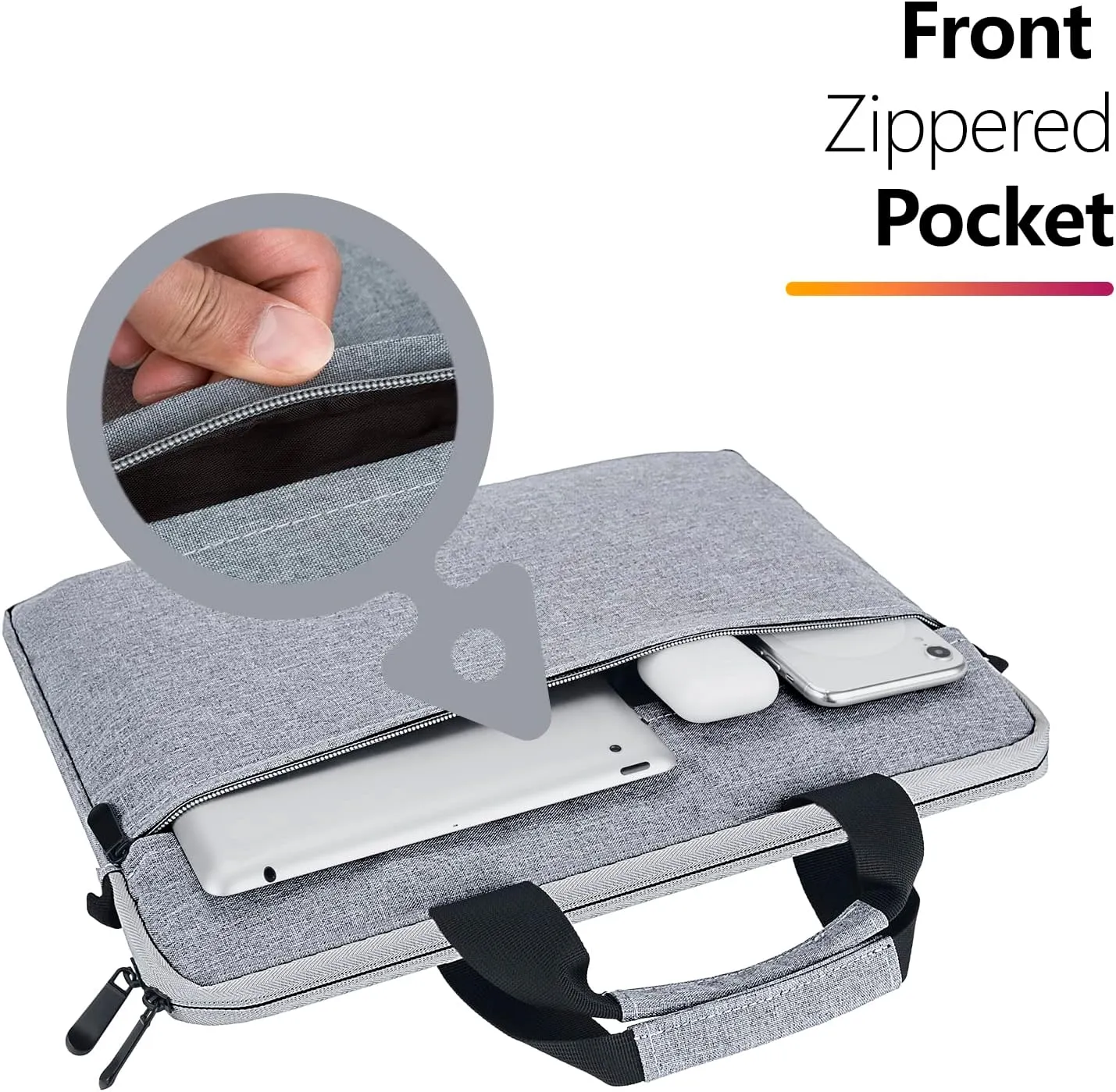 Laptop Case Shoulder Bag for 15.6 Inch Laptop Computer Chromebook, 16 Inch MacBook Pro A2485 A2141 A2780 A3403 A3186, Protective Polyester Computer Portable Bag Briefcase with Handle, Gray