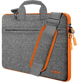Laptop Shoulder Bag 13 13.3 14 Inch Case Compatible with MacBook Pro 14 2025-2021 M4/M3/M2/M1, Mac Air/pro 13-13.3 Inch and Most Popular 13-14 Notebooks,Spill-Resistant Briefcase, Dark Gray&Orange