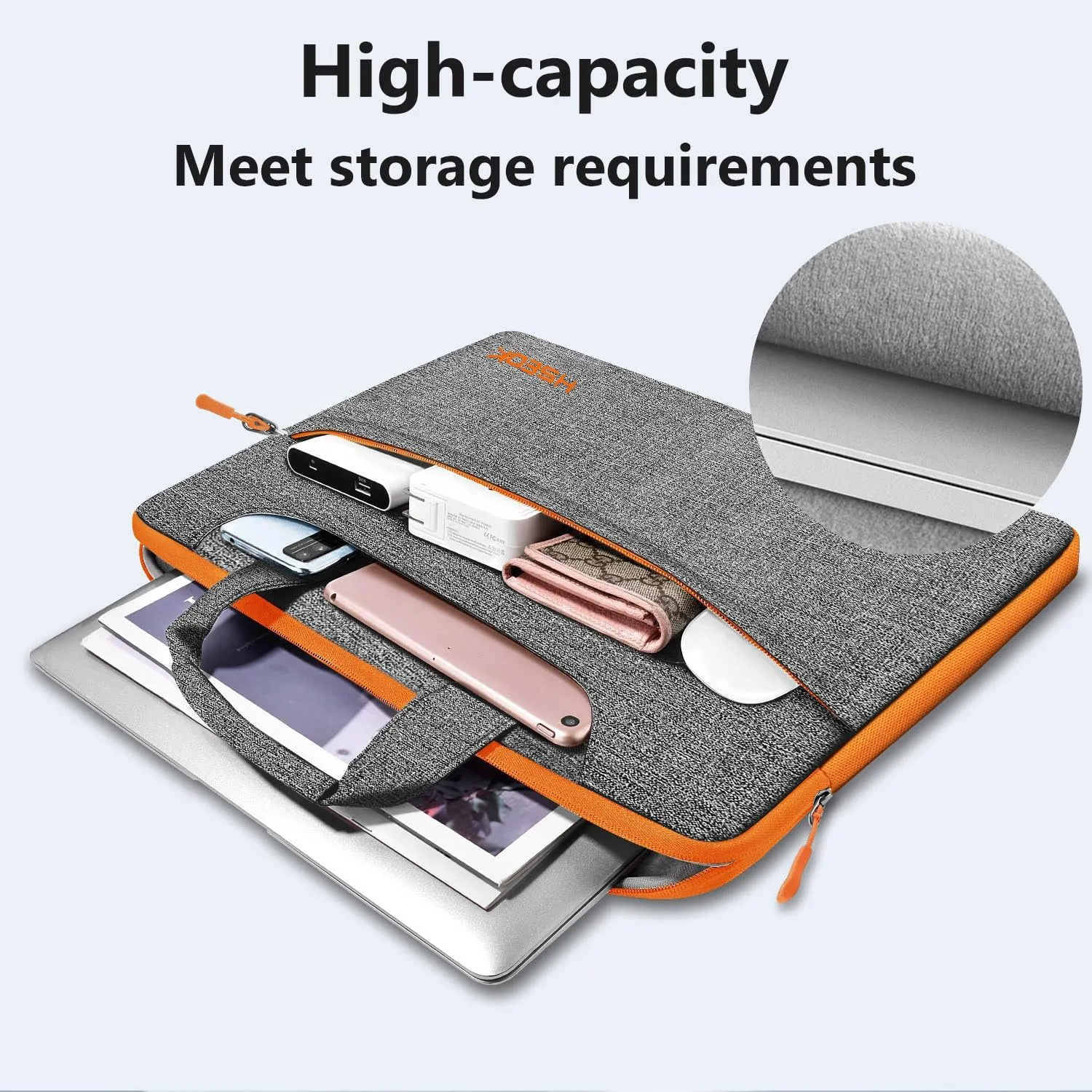 Laptop Shoulder Bag 13 13.3 14 Inch Case Compatible with MacBook Pro 14 2025-2021 M4/M3/M2/M1, Mac Air/pro 13-13.3 Inch and Most Popular 13-14 Notebooks,Spill-Resistant Briefcase, Dark Gray&Orange