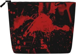 Large Capacity Women's Makeup Bag, Waterproof Imitation Hemp Material Hand Zipper Makeup Bag, Portable Makeup Bag, Travel Essentials Cosmetic Bag Abstract Ink Splash