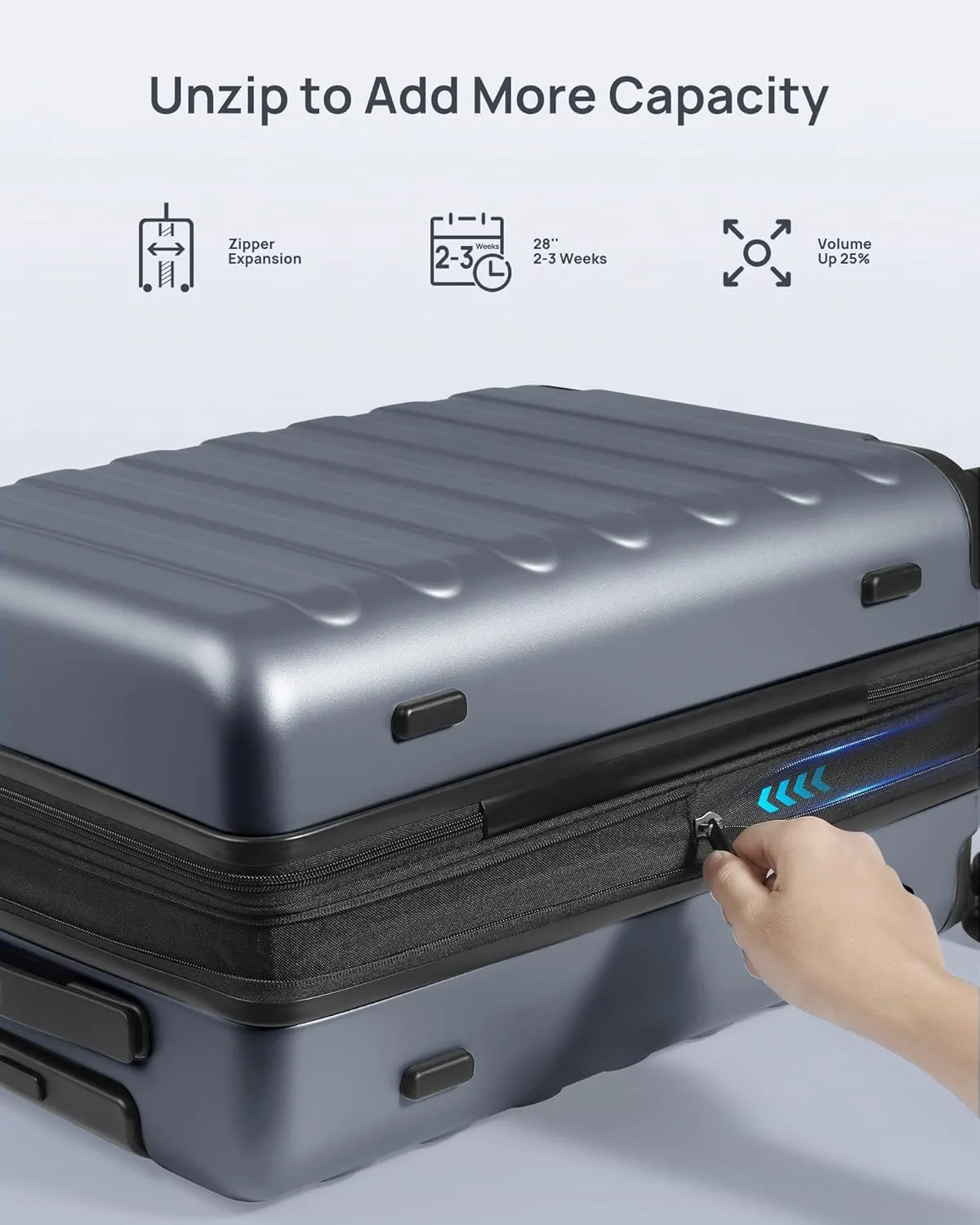 Large Checked Luggage 28 Inch, Checking In Luggage with Smooth Spinner Wheels, Expandable, Hard Shell PC Suitcase, Lightweight Travel Luggage, TSA Approved (Grey, Rhine Max)