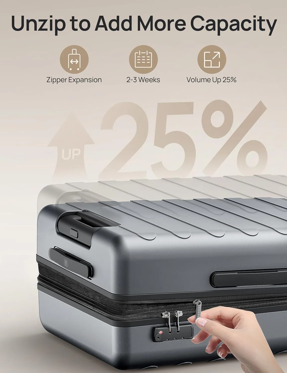 Large Checked Luggage 28 Inch, Checking In Luggage with Smooth Spinner Wheels, Expandable, Hard Shell PC Suitcase, Lightweight Travel Luggage, TSA Approved (Grey, Rhine Max)