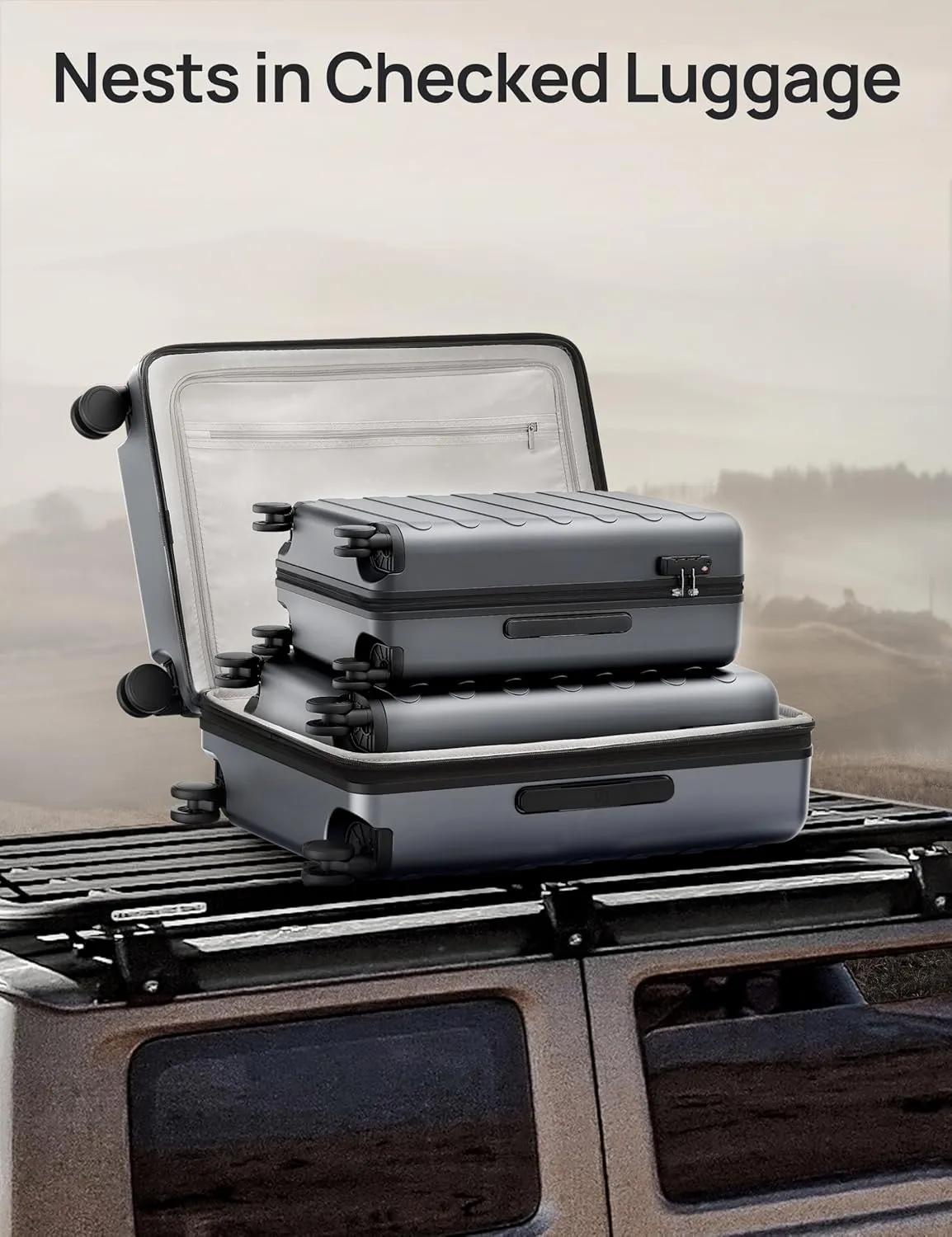 Large Checked Luggage 28 Inch, Checking In Luggage with Smooth Spinner Wheels, Expandable, Hard Shell PC Suitcase, Lightweight Travel Luggage, TSA Approved (Grey, Rhine Max)
