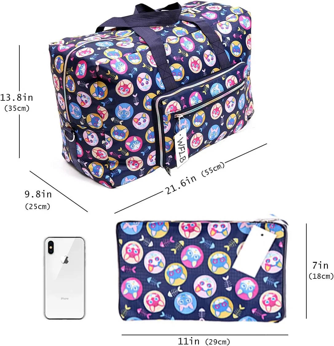 Large Foldable Travel Duffel Bag, Sports Tote Gym Bag For Women with Trolley Sleeve Weekender Overnight Carry On Checked Luggage Bag Hospital Bag Tote Shoulder Handbag Bag