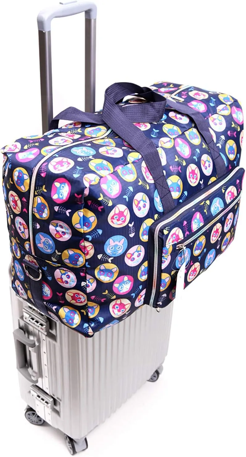 Large Foldable Travel Duffel Bag, Sports Tote Gym Bag For Women with Trolley Sleeve Weekender Overnight Carry On Checked Luggage Bag Hospital Bag Tote Shoulder Handbag Bag