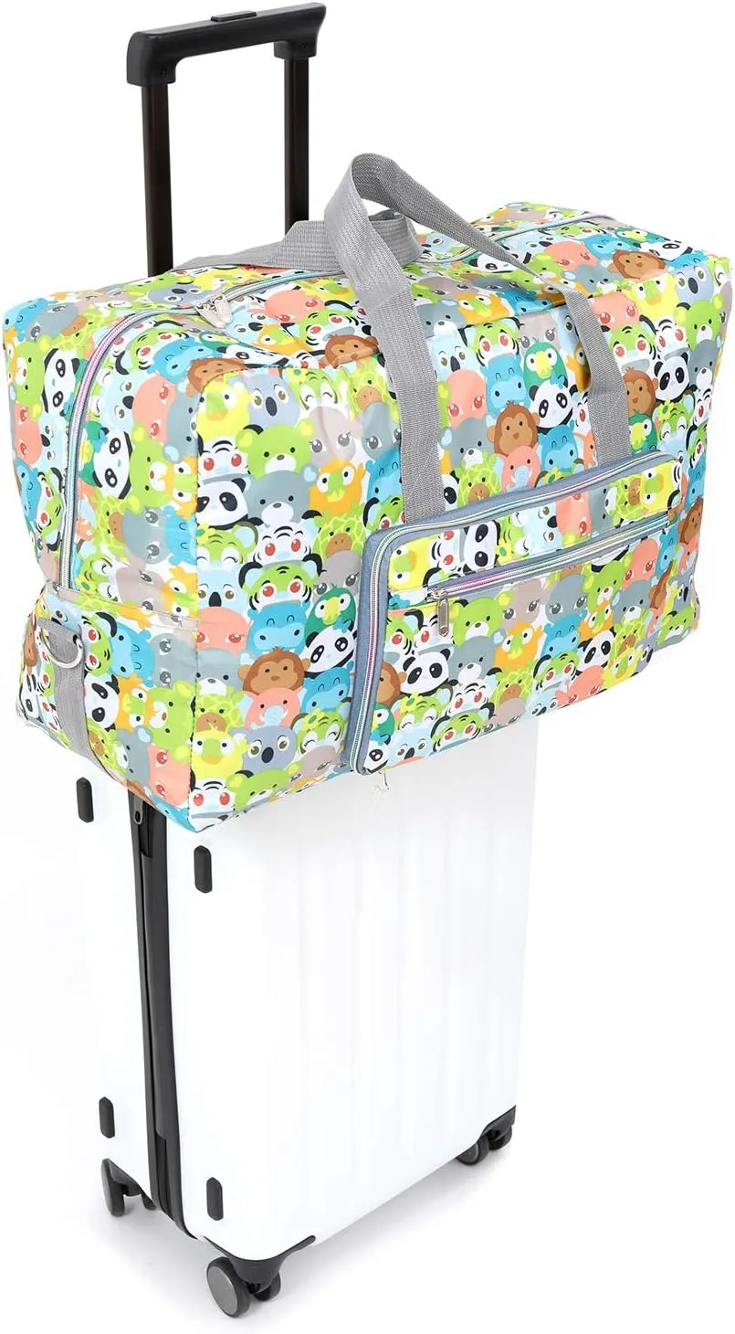 Large Foldable Travel Duffel Bag, Sports Tote Gym Bag For Women with Trolley Sleeve Weekender Overnight Carry On Checked Luggage Bag Hospital Bag Tote Shoulder Handbag Bag