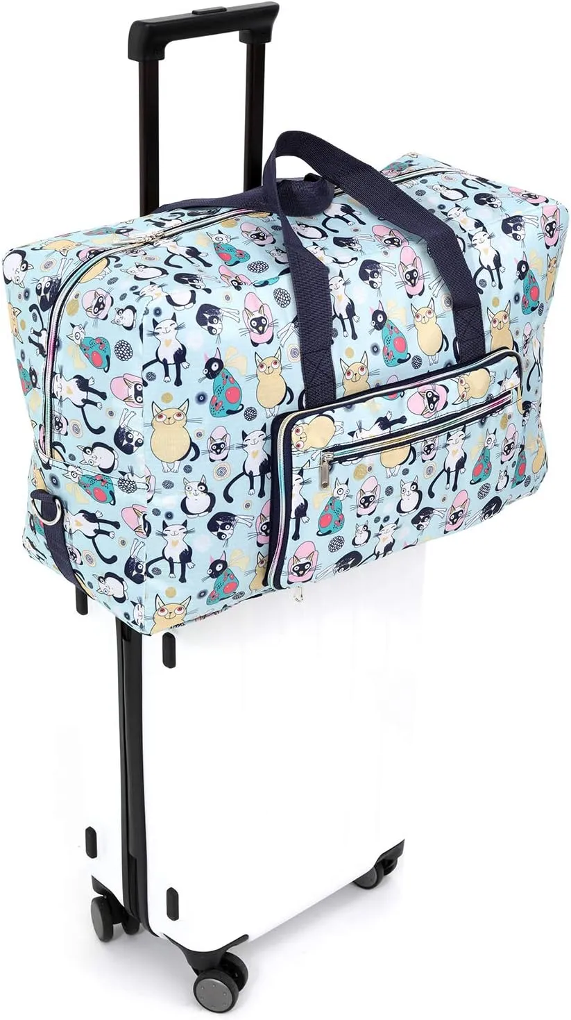 Large Foldable Travel Duffel Bag, Sports Tote Gym Bag For Women with Trolley Sleeve Weekender Overnight Carry On Checked Luggage Bag Hospital Bag Tote Shoulder Handbag Bag