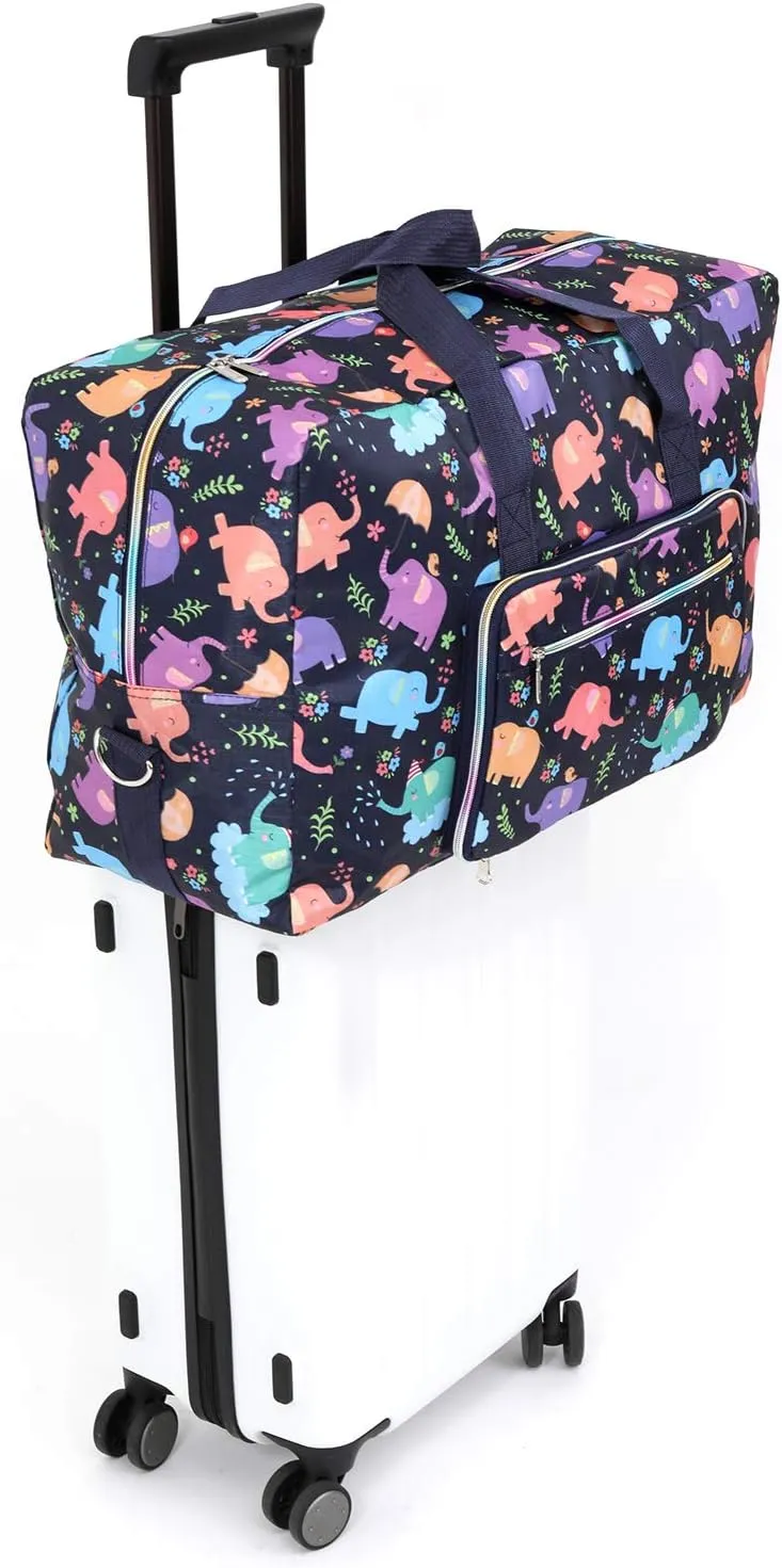 Large Foldable Travel Duffel Bag, Sports Tote Gym Bag For Women with Trolley Sleeve Weekender Overnight Carry On Checked Luggage Bag Hospital Bag Tote Shoulder Handbag Bag