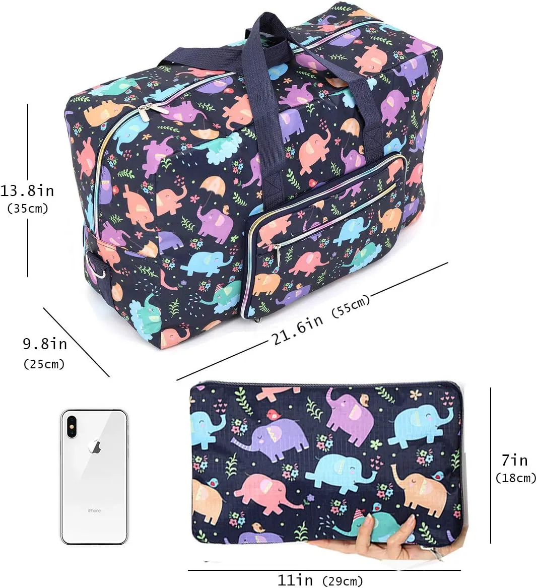 Large Foldable Travel Duffel Bag, Sports Tote Gym Bag For Women with Trolley Sleeve Weekender Overnight Carry On Checked Luggage Bag Hospital Bag Tote Shoulder Handbag Bag