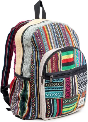 Large Hemp Backpack Bag - Multi Functional Pocket Knapsack Eco Friendly Unisex Hiking Casual Daypack Bag Durable Rucksack by Freakmandu