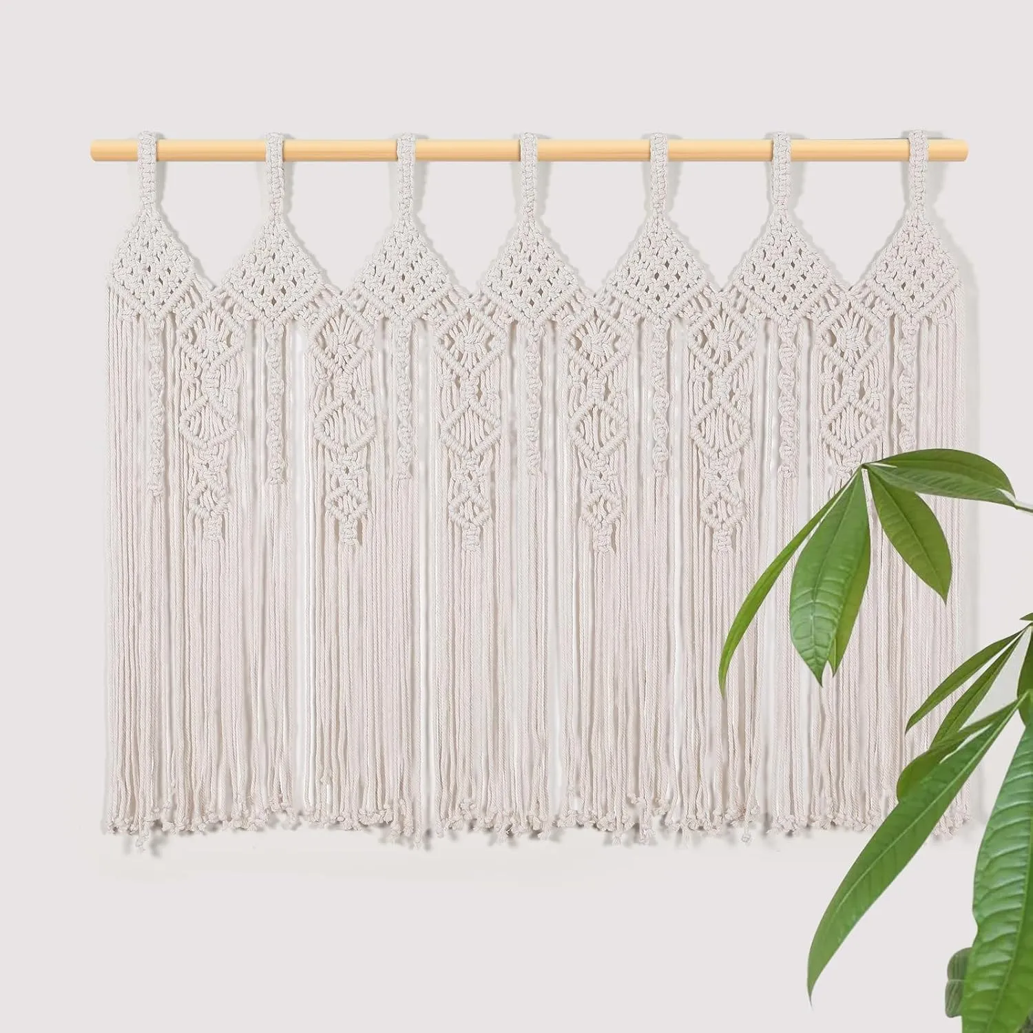 Large Macrame Wall Hanging 31" W x 39" L Boho Valance Macrame Kitchen Curtains for Windows Tapestry Wall Decor Doorway Curtains Wall Art for Bedroom Living Room Wedding, 1 Panel