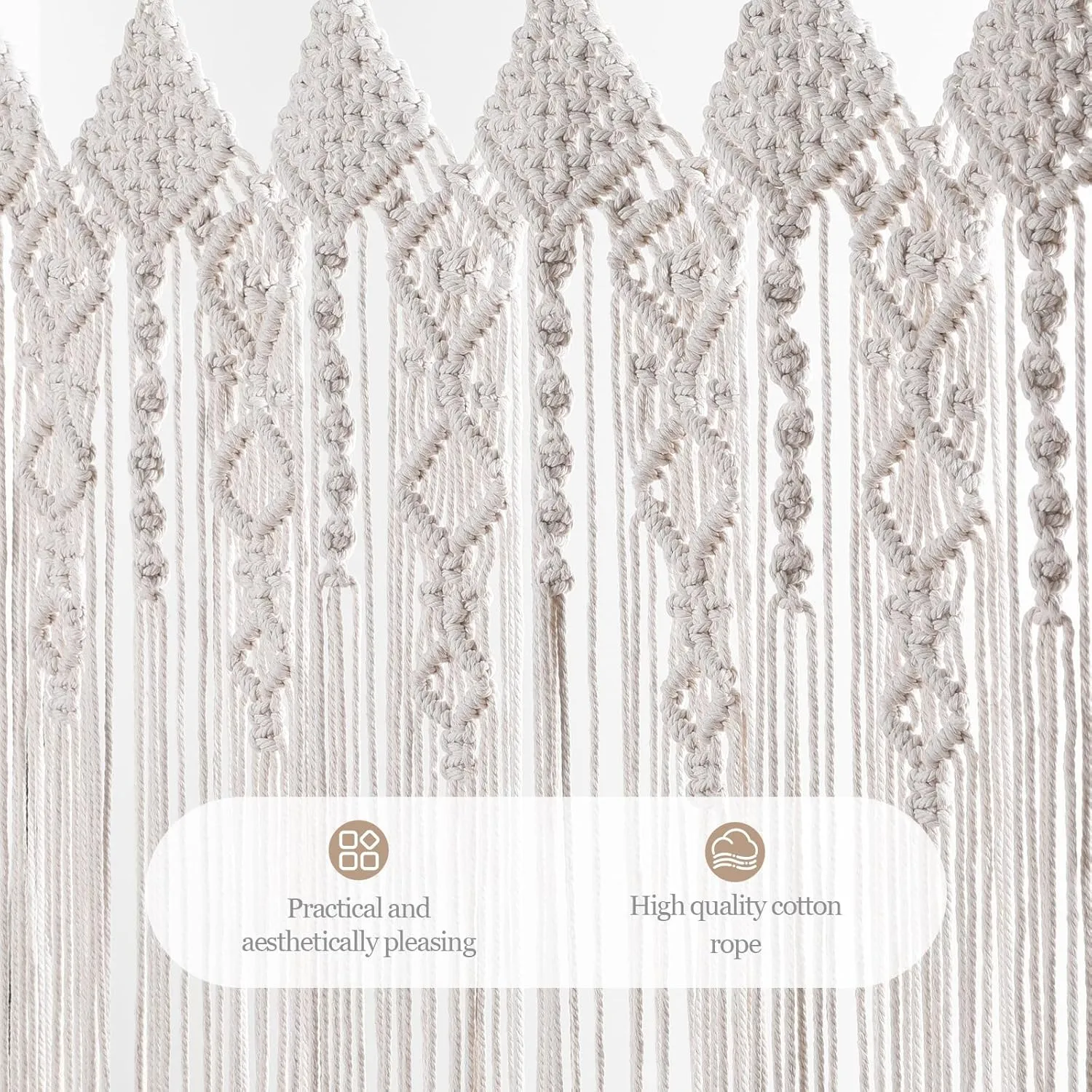 Large Macrame Wall Hanging 31" W x 39" L Boho Valance Macrame Kitchen Curtains for Windows Tapestry Wall Decor Doorway Curtains Wall Art for Bedroom Living Room Wedding, 1 Panel