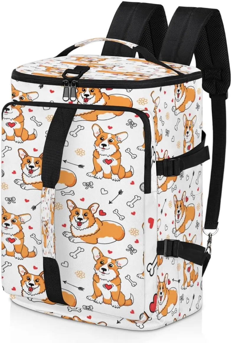Large Sports Gym Bag With Shoe & Laptop Compartment 47L Waterproof Travel Duffel Bags for Men Women Cute Corgi Dog Luggage Backpack Duffle Bag
