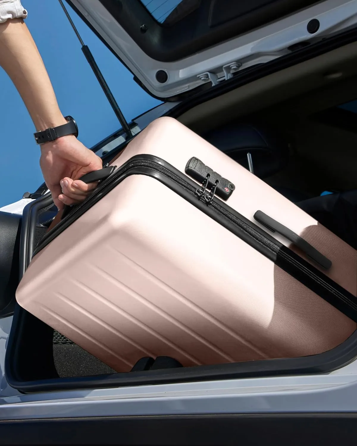 Large Suitcase 28 Inch, Checked Luggage with Double Spinner Wheels, Dry Wet Separate Design, PC Hard Case Suitcase, Lightweight Travel Luggage, TSA Approved (Baby Pink, Danube)