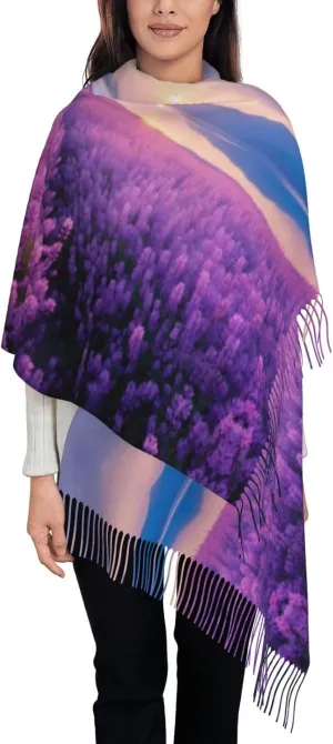 lavender fields print Pashmina Shawl Wraps Scarf for Women Winter Scarf for Women Wedding Scarf Warm Scarves