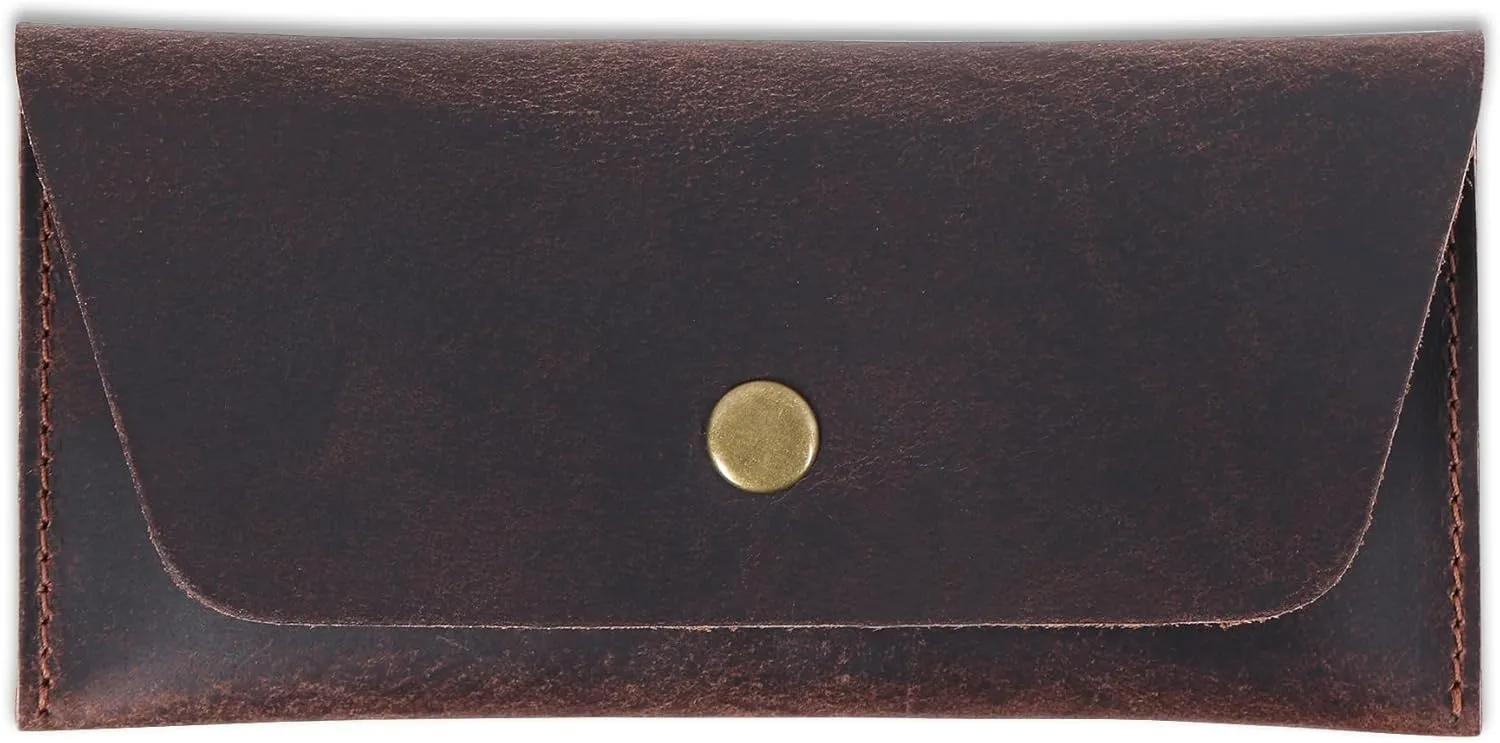 Leather Currency Pouch Dollar Bills Organiser Handmade Travel Wallet Utility Money Pouch Cash Currency Envelope- Brown
