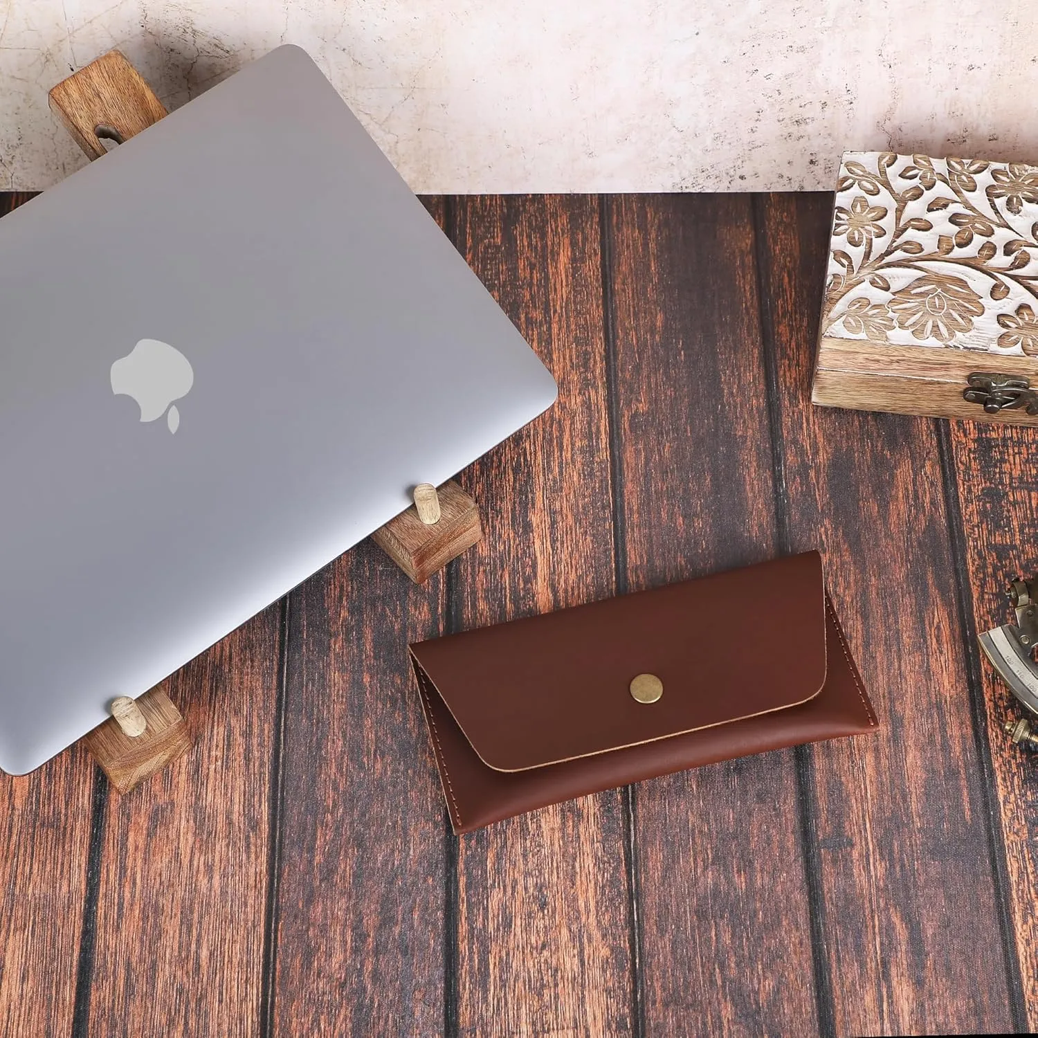 Leather Currency Pouch Dollar Bills Organiser Handmade Travel Wallet Utility Money Pouch Cash Currency Envelope(Tan)